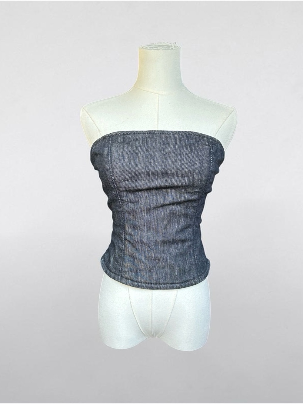 Denim Strapless Tube Top - Gray